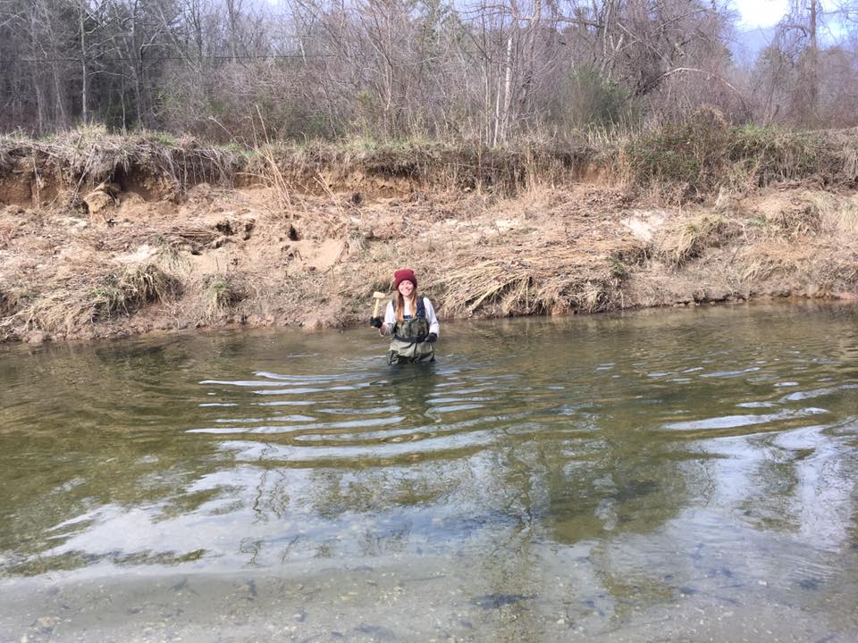 Assistant French Broad Riverkeeper, Anna Alsobrook, braves the cold!