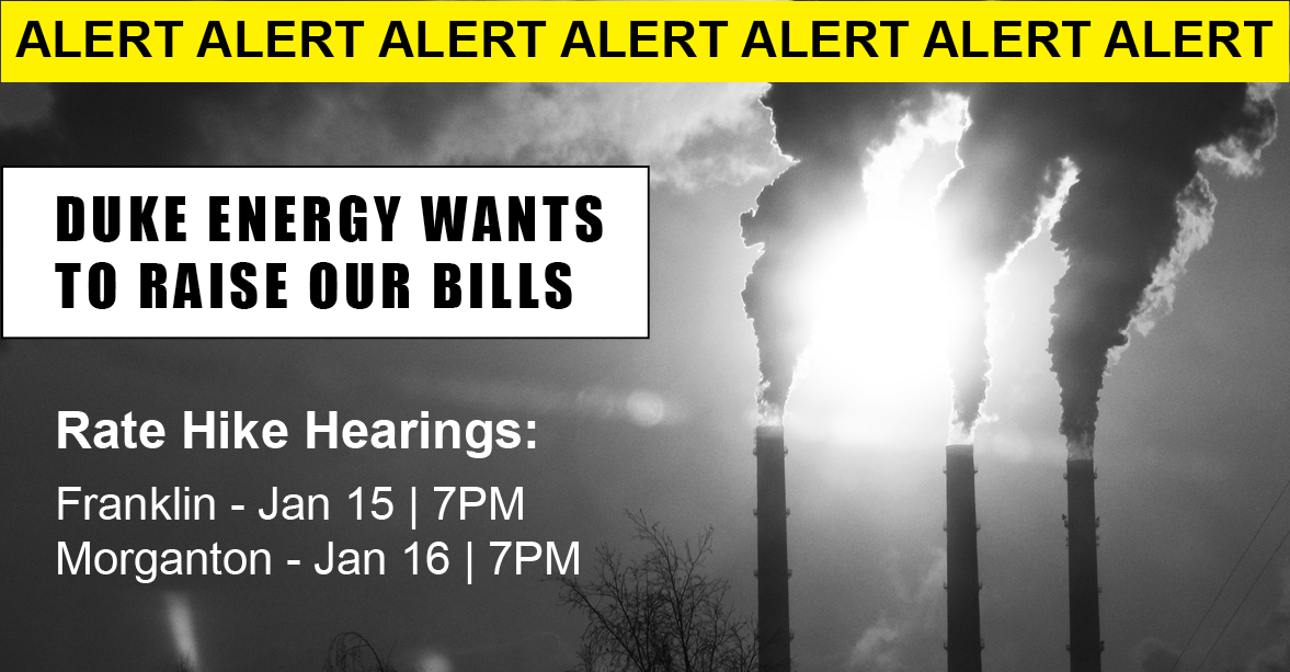 On Jan. 15, tell the NC Utilities Commission: No Rate Hikes for Dirty Energy!