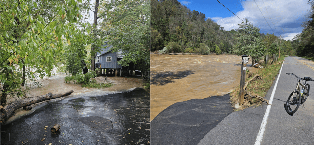 Auman's home before and after Helene