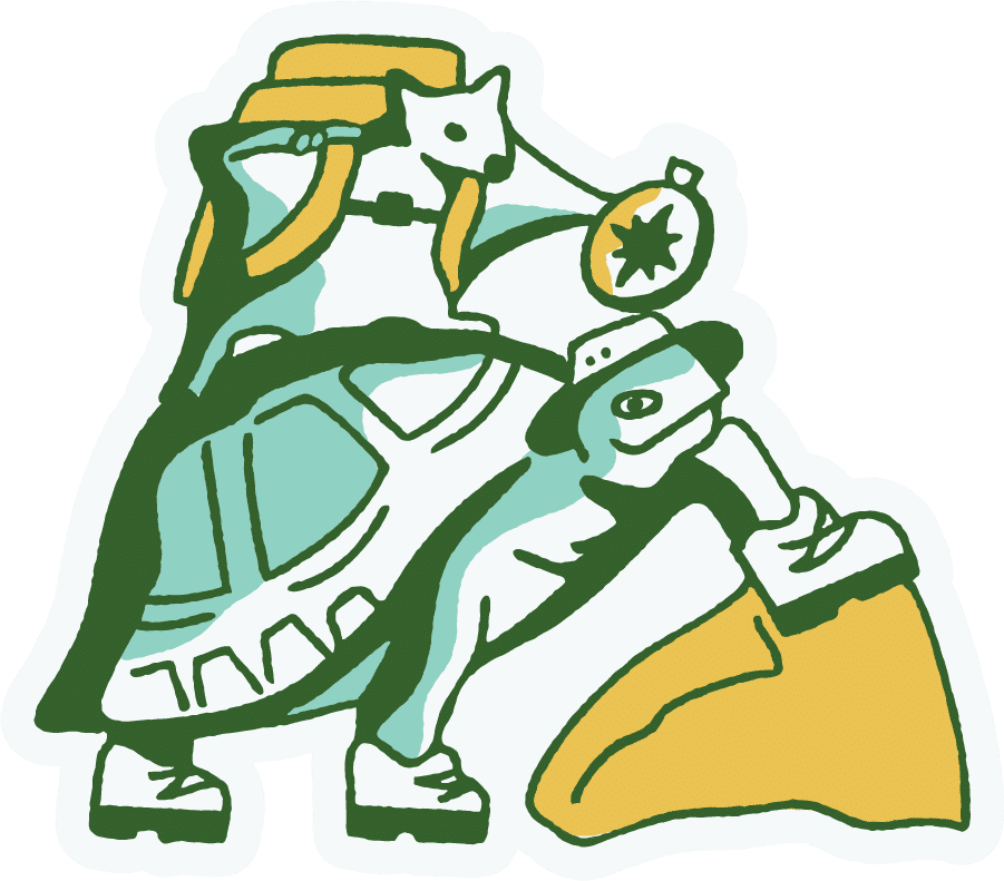 Turtle hiker illustration