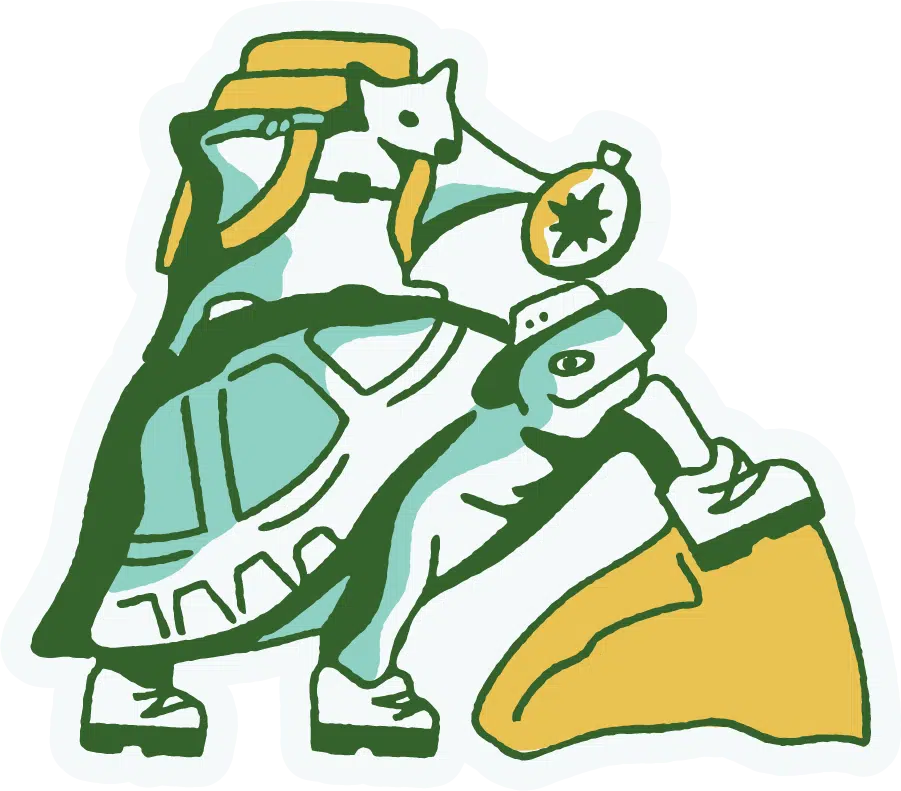 Turtle hiker illustration