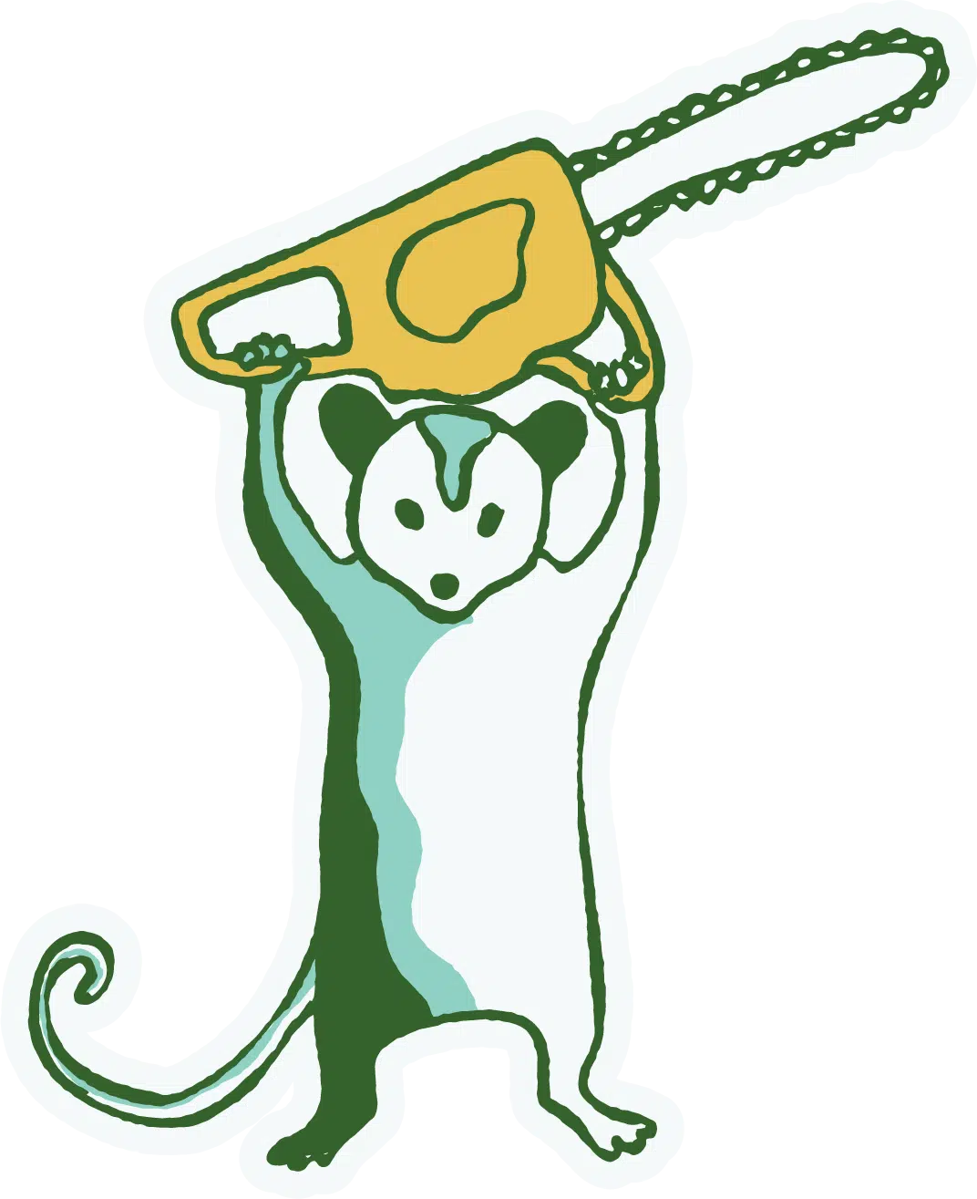 opossum chainsaw illustration