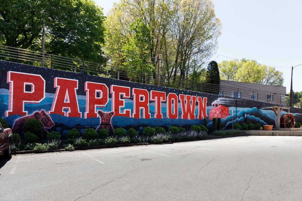 Papertown mural in downtown Canton
